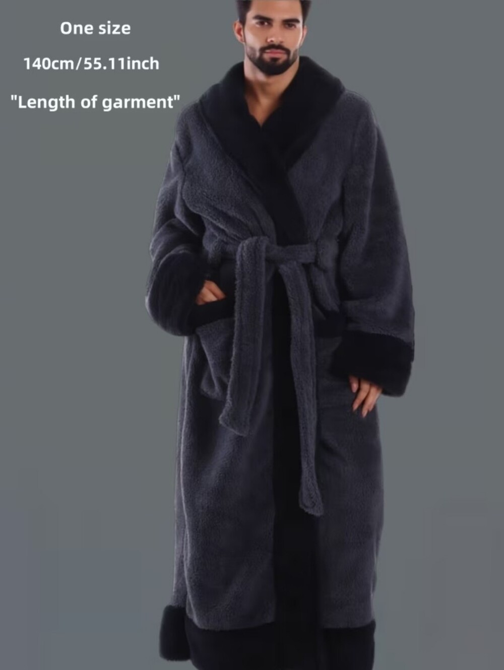 Men Super Plush Bathrobe One Size Fits All Sizes (L-1XL)